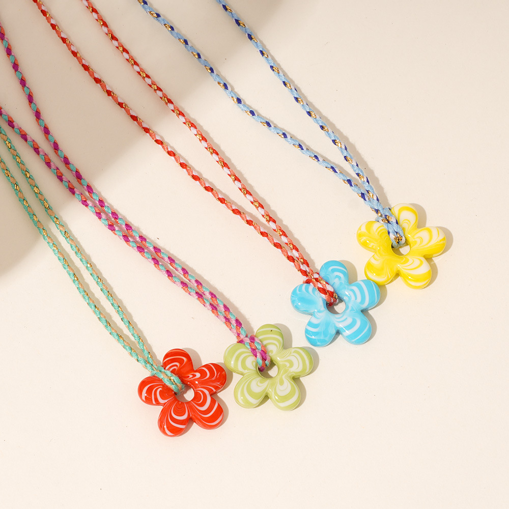 手工编织项链 琉璃花 彩色绳子