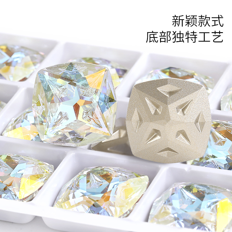 尚莉长方八角高端高品质网红显白美甲K9异形水晶饰品发饰钻饰diy详情4