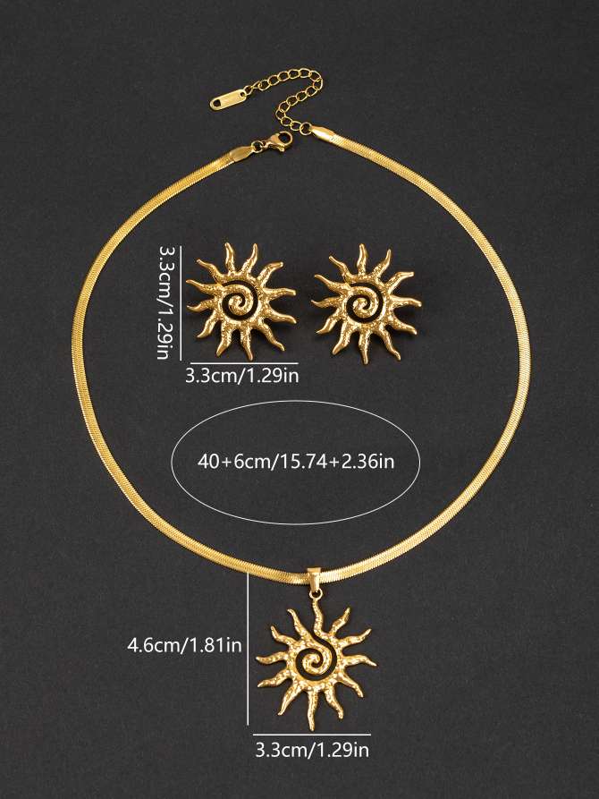 套链首饰套装时尚奢饰太阳花扁链优雅设计