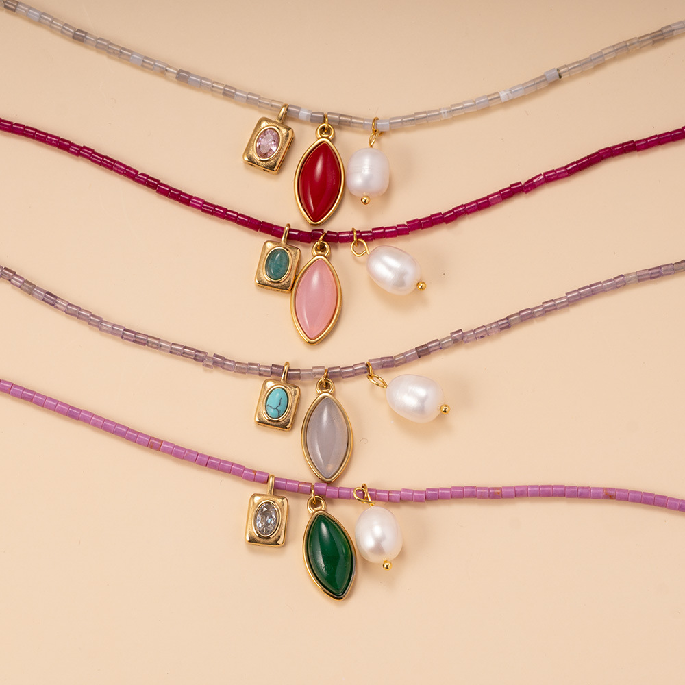 钛钢菩提天珠吊坠项饰 玉碎珠子美式服装风格饰品