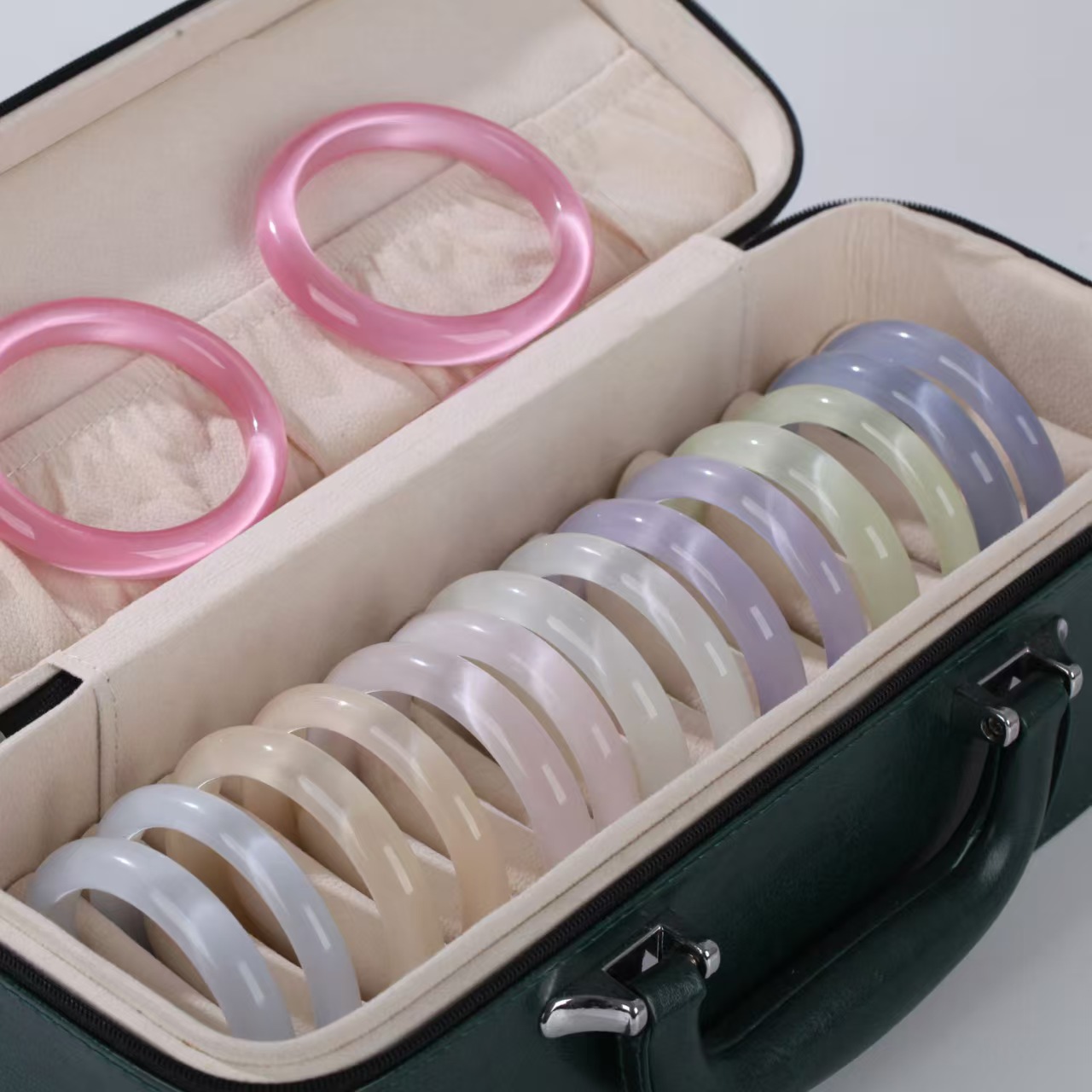 9mm猫眼石手镯透明高级感香芋色香槟粉色金店旅游景点手饰品批发 详情图4