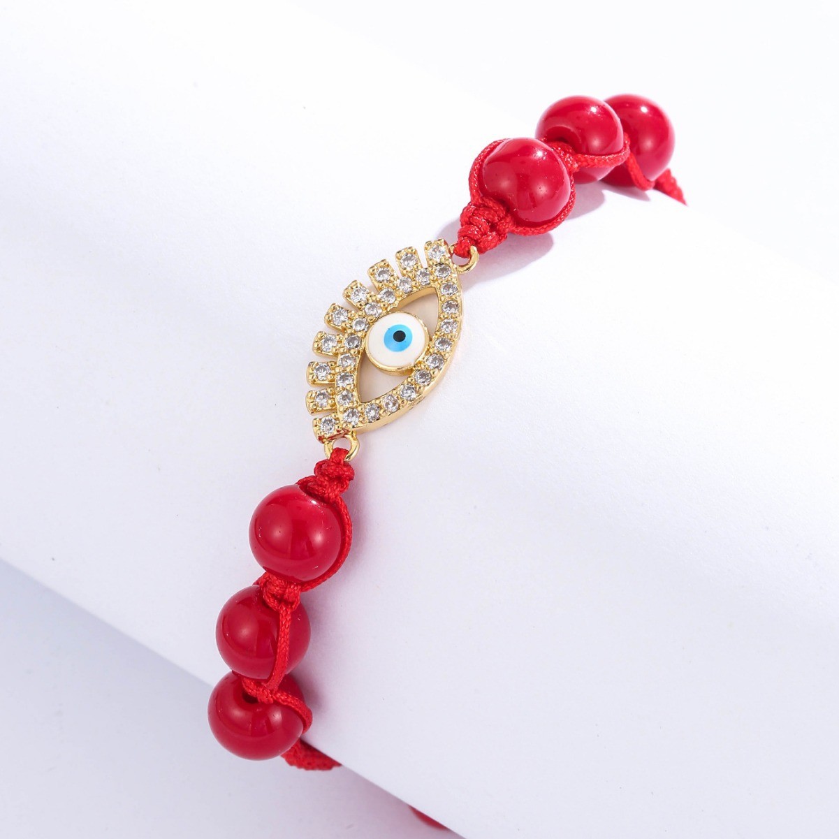 时尚复古设计手环时尚恶魔之眼手链女手工编织眼睛蜡绳可调节手绳产品图