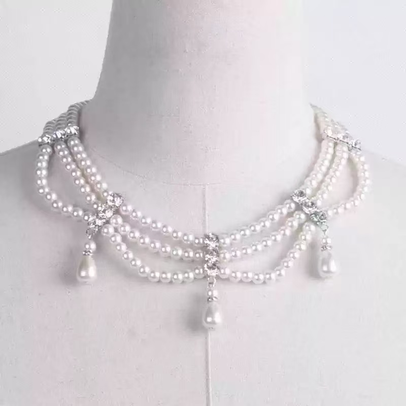 仿真珠水滴钻石婚纱配饰流行饰品项链新娘配饰款