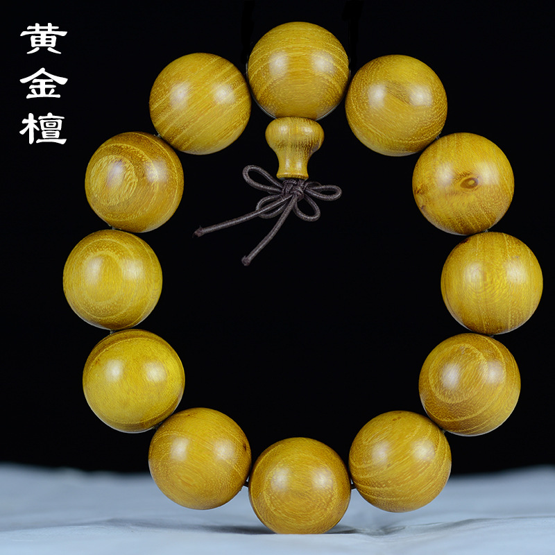 人造仿黄金檀黄花梨木头手串白紫黄水晶貔貅手链10-12mm玻璃手串男黑曜石121图