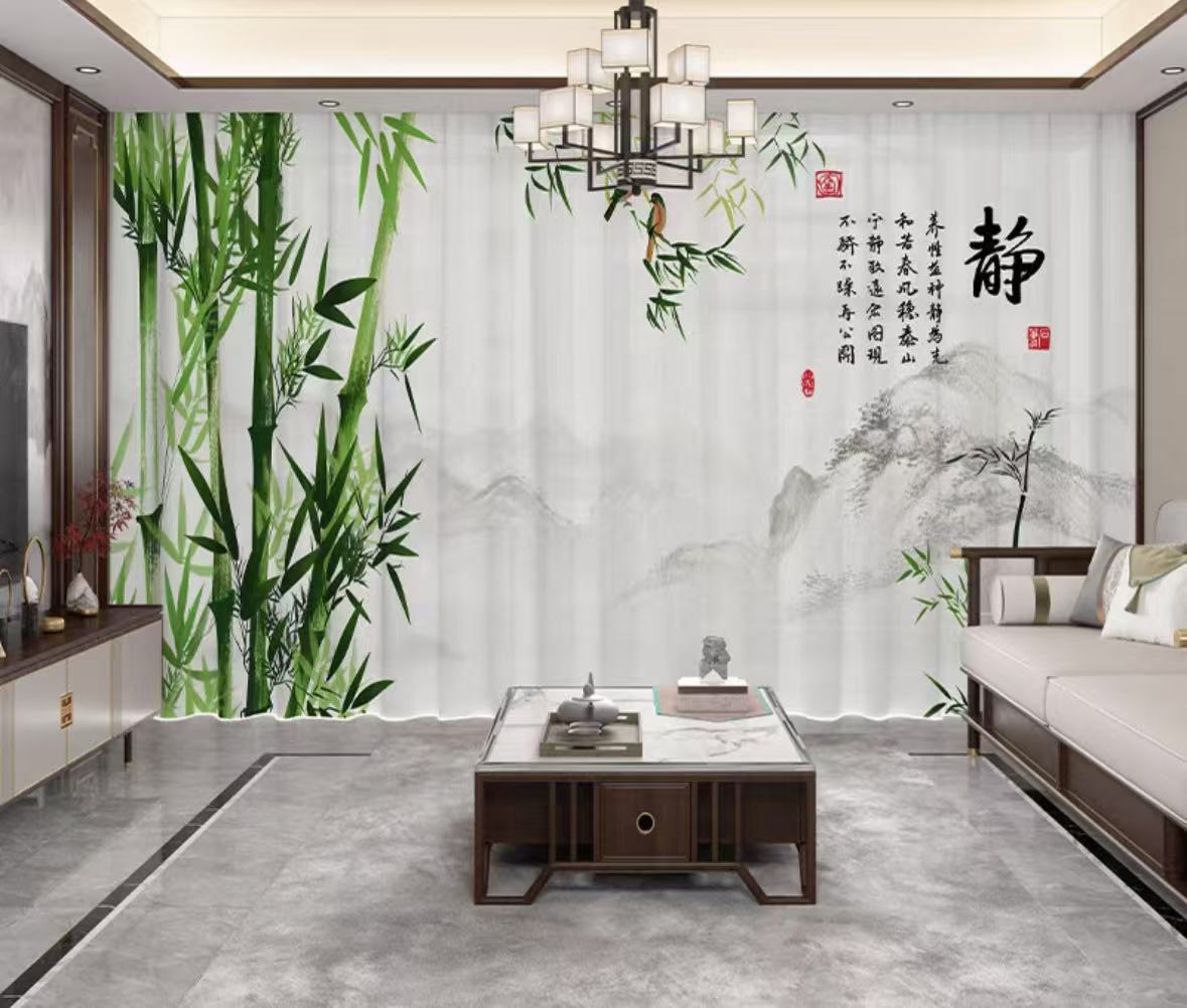 国潮新中式国风诗词书法文字风雅窗帘 可定制