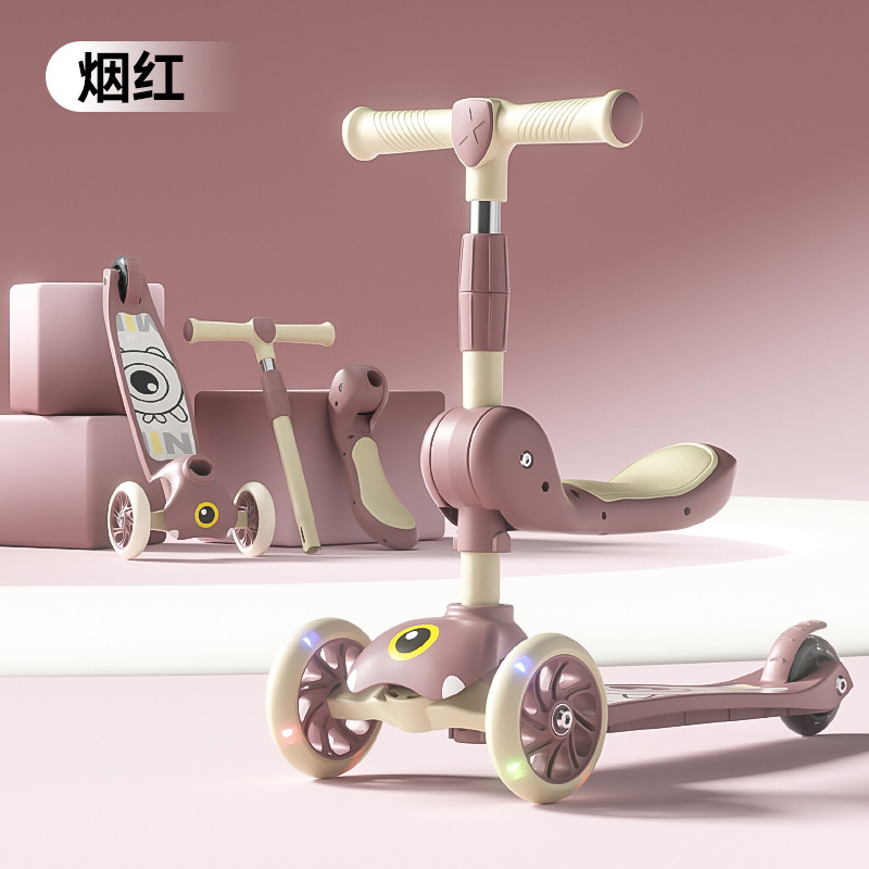 This is a three-in-one folding and sliding scooter for children aged 1 to 12, suitable for both boys and girls