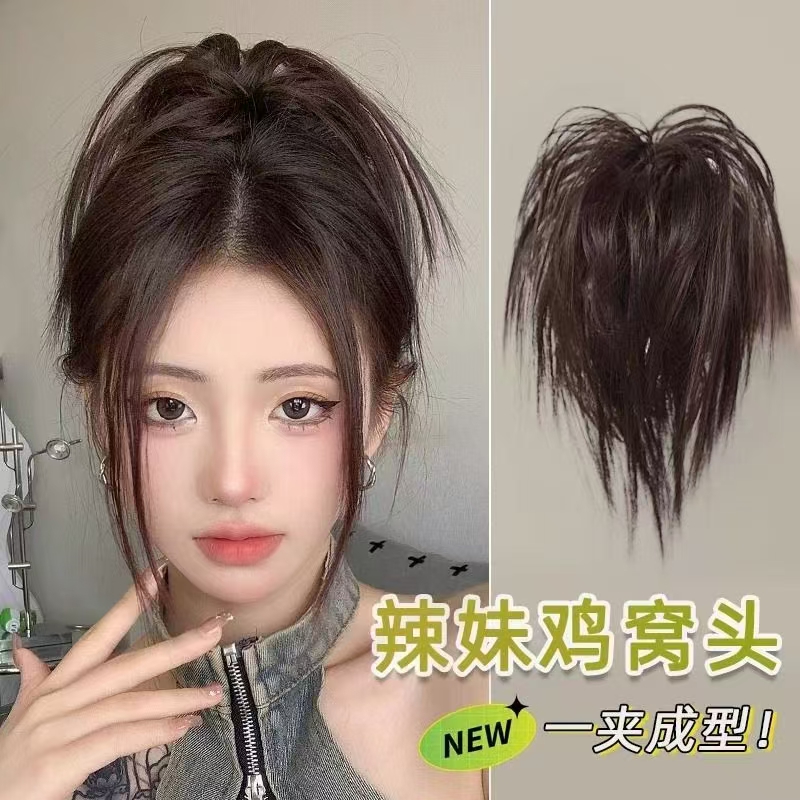 马尾辫子假发蝴蝶结卷发马尾儿童卷发头饰蝴蝶结小孩子自然化纤