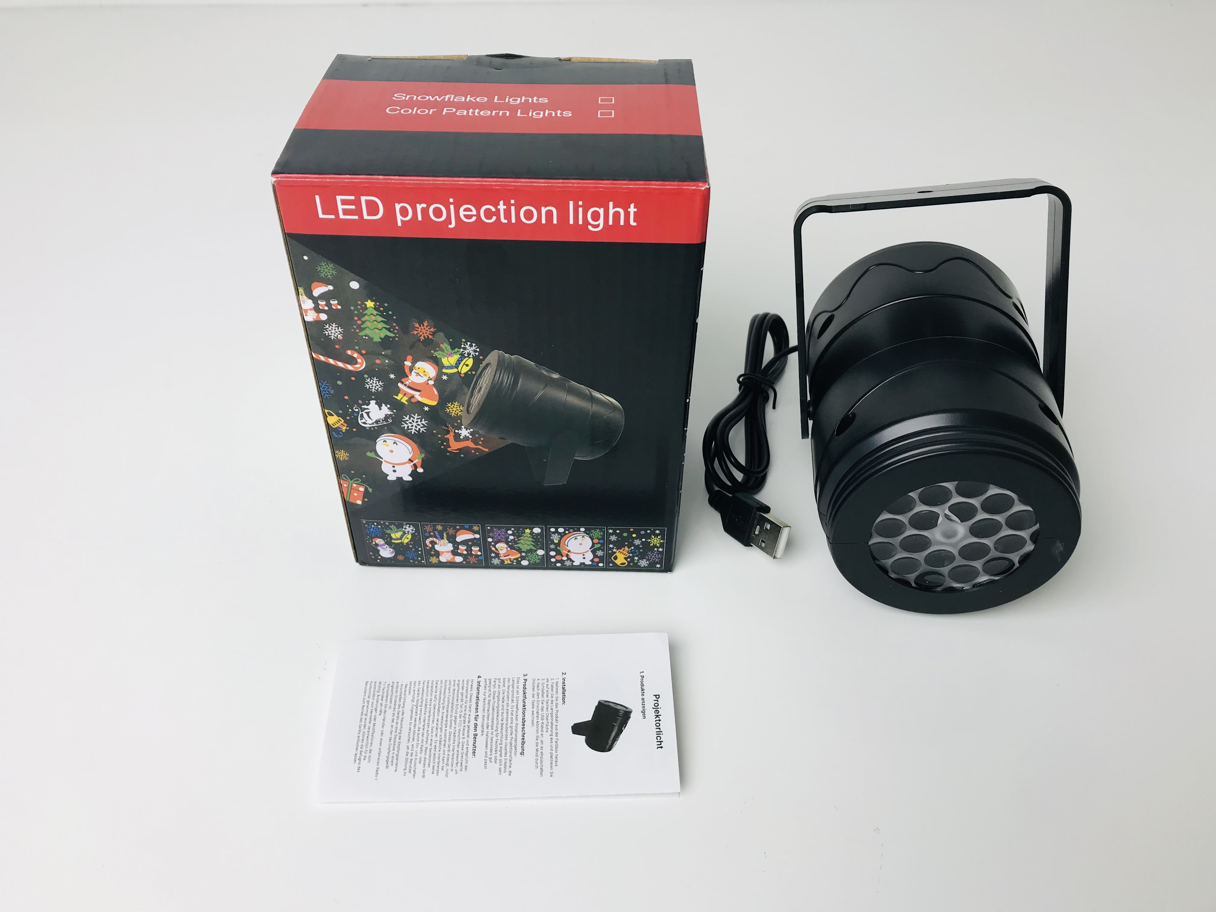 Cross-border LED film Christmas projection light, blizzard card exchange rotating pattern light, Halloween Valentine's Day decorative gift light, family party indoor gathering atmosphere color light, USB high-brightness lens holiday rotating projector details Picture