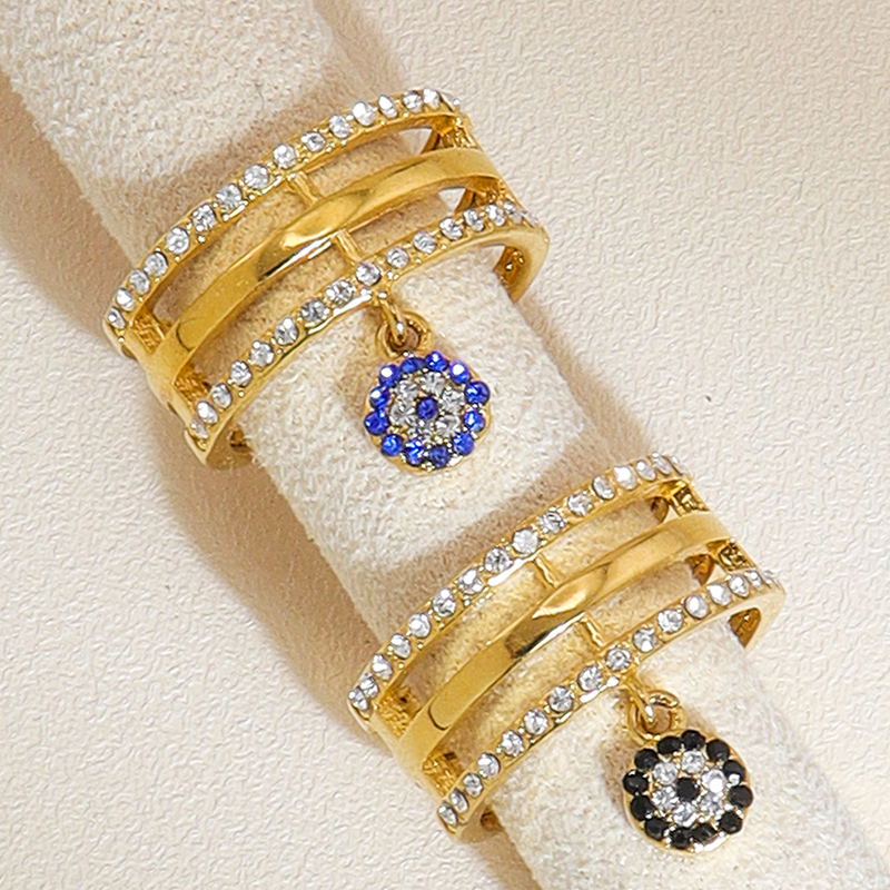 时尚锆石恶魔之眼戒指金色复古戒指