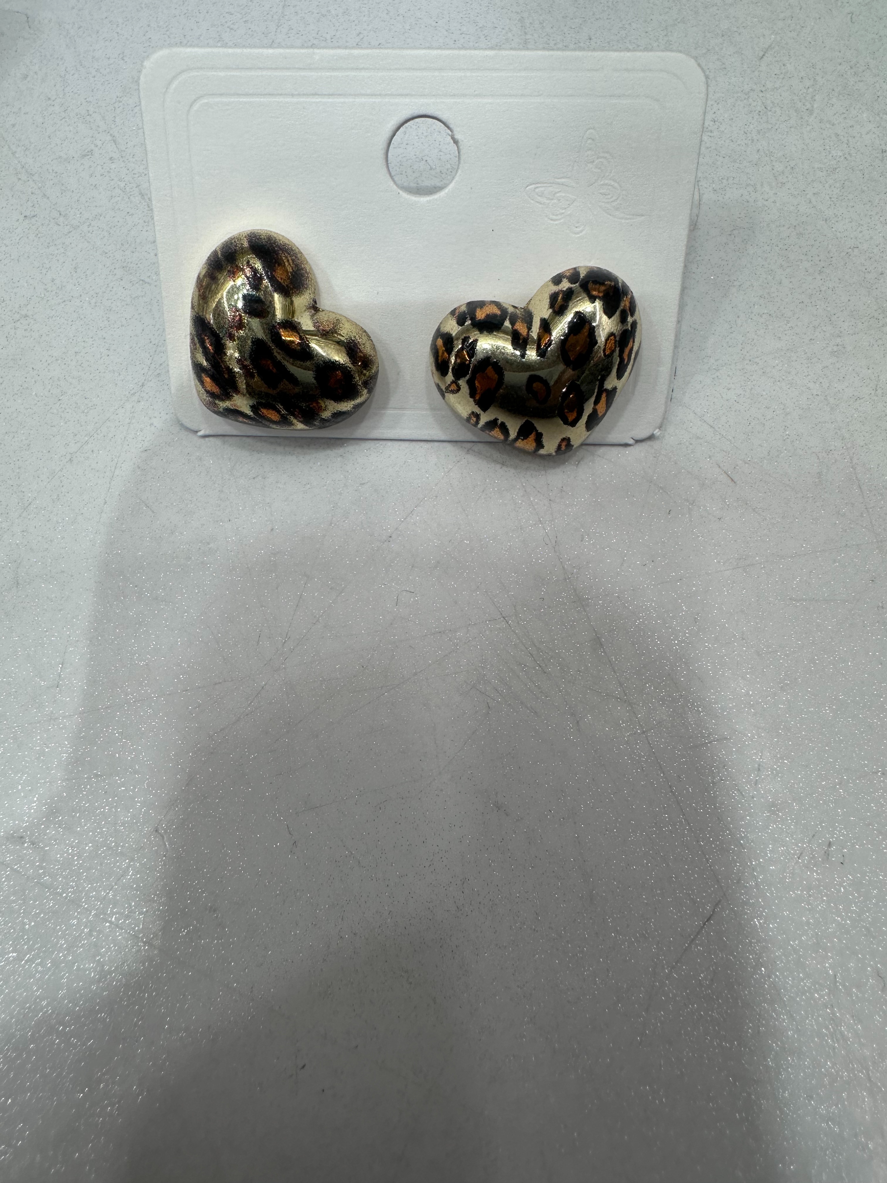 豹纹复爱心耳环高级感不规则气质耳钉