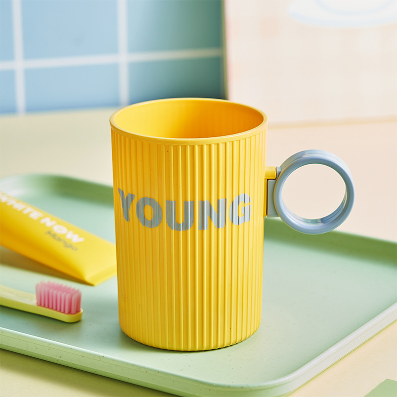 M80-8811 color-blocking mouthwash Cup, Colorful Toothbrush Cup, Children's couple, parent-child striped household mouthwash cup, back-to-school season details Picture
