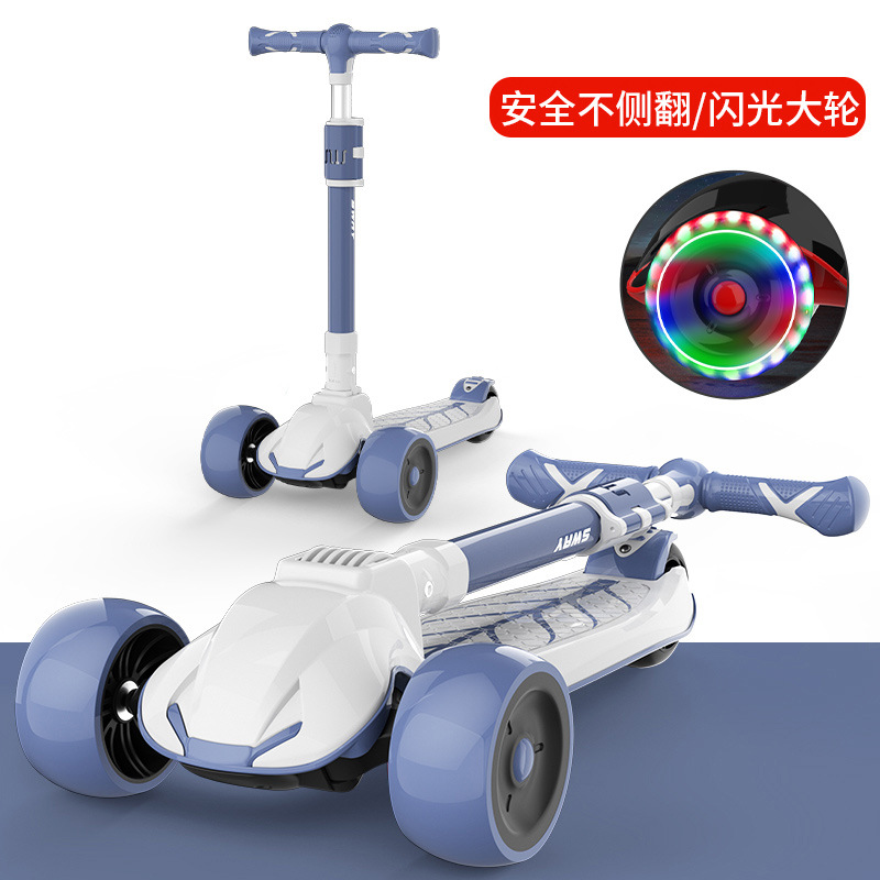 Scooter niños niños niños niñas bebé 2-3-6 años plegable tres ruedas monopie ruedas anchas montar yo-yo