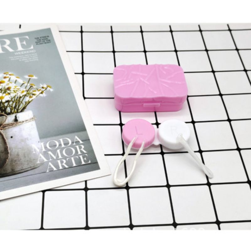 Patterned craftsmanship, cream color series, solid color, ins style, simple contact lens case, companion box, colored contact box, portable 1111