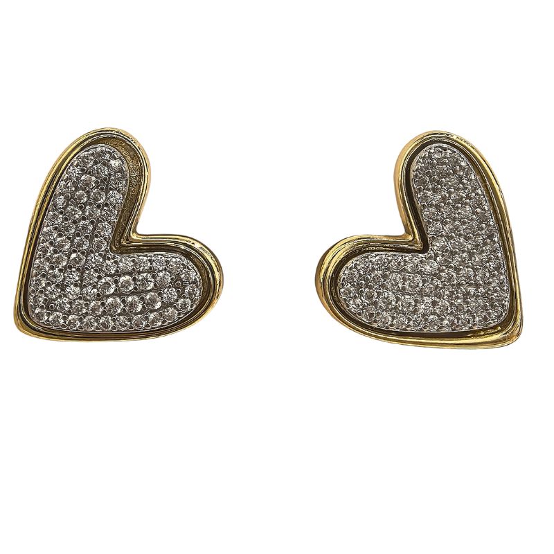 铜镀金 微镶锆石 韩系爱心 耳圈耳钉耳饰 独特设计 简约时尚女士耳环饰品精致耳针饰品 礼物 简约 极简 Ins风 