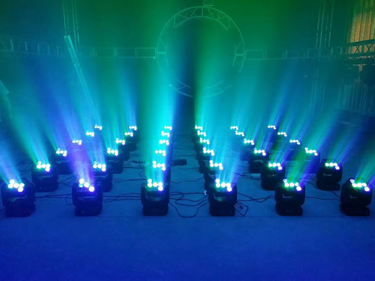 Cross-border nine-head rotating matrix light, full-color beam light, LED four-in-one dyed light, wedding disco, bar, shopping mall stage performance lighting equipment, atmosphere dynamic, colorful rotating high-brightness light beam effect light Application Scenario
