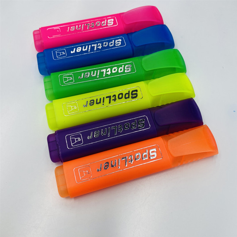 Wholesale of cross-border 6-color fluorescent markers for students, flat, slanted and key point marking notebooks Specification drawing
