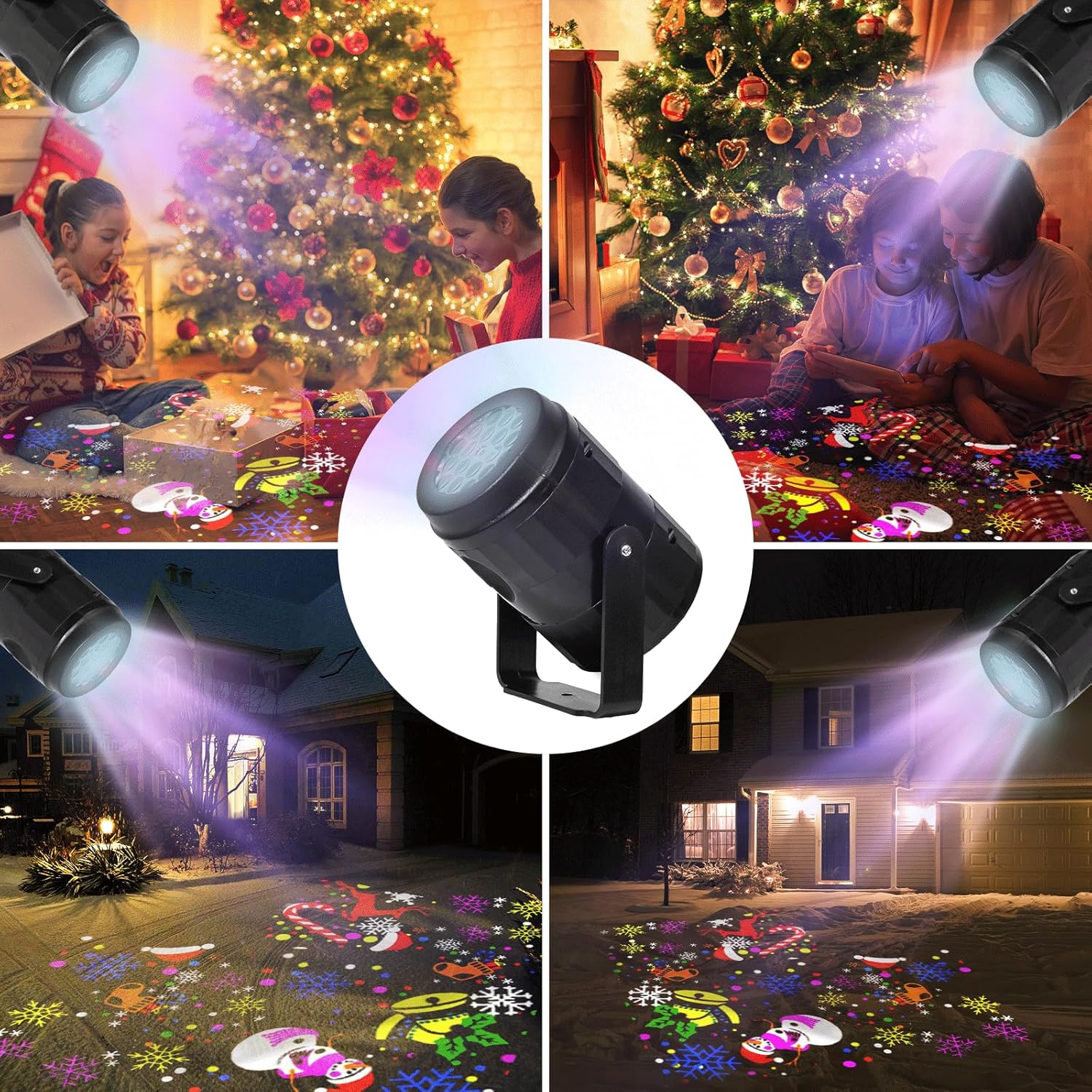 Cross-border Christmas decorative projection light USB5V, seven-color rotating stage illuminated night light, holiday party, birthday gift, present light, snowflake snowman, Santa Claus atmosphere, family garden decorative projector details Picture