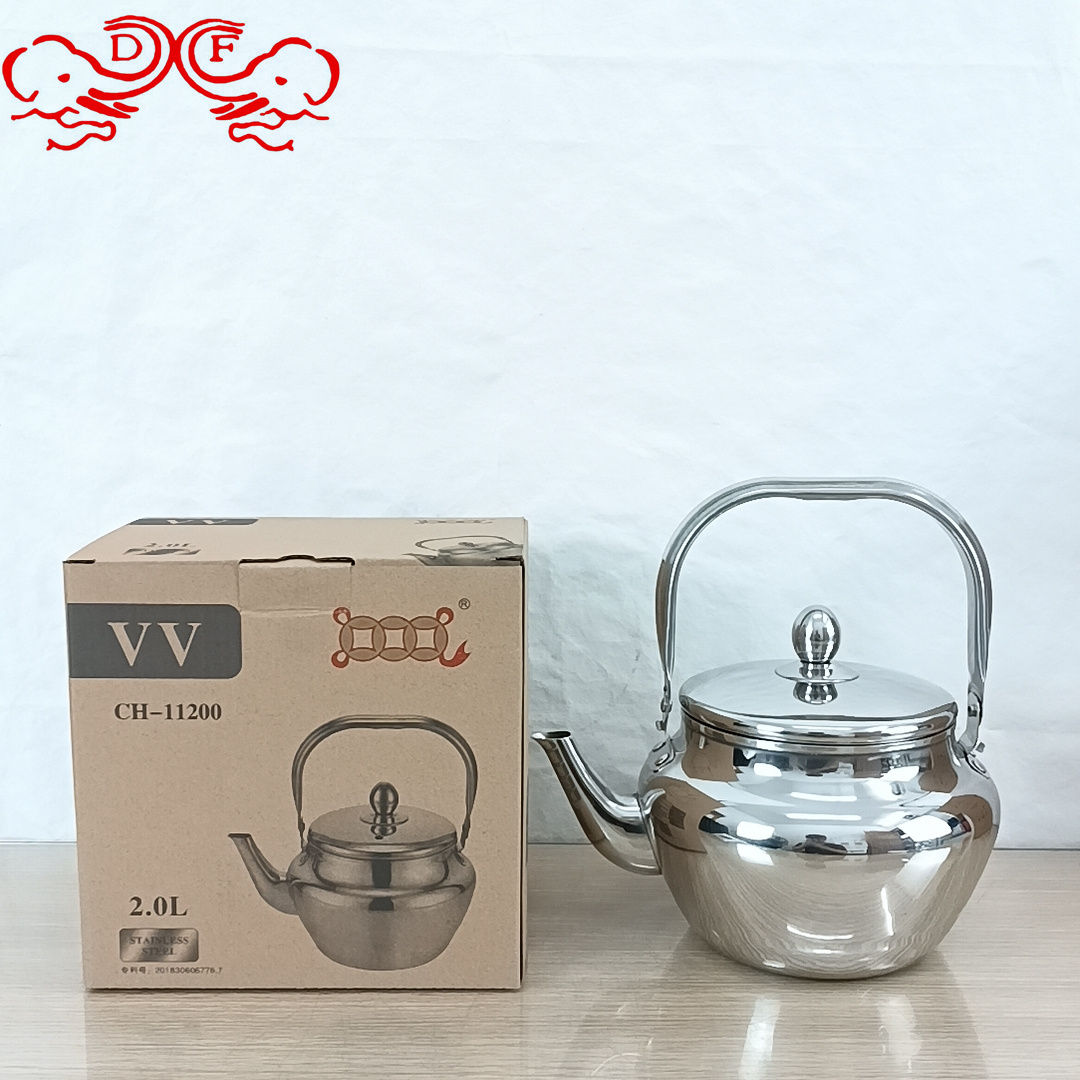 DF88016 stainless steel VV teapot, hotel tea kettle, thickened brewing teapot, handle teapot, bright water kettle, restaurant DF TRADINGHOUSE