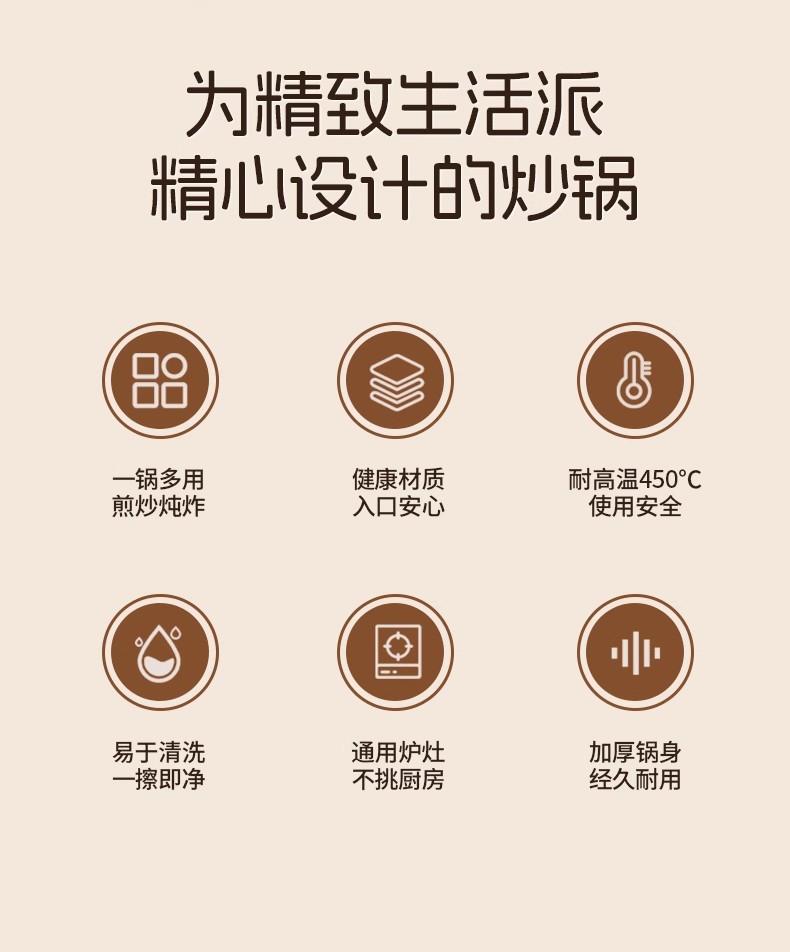TZT钛晶炒锅家用不粘锅无涂层平底炒菜锅不沾锅燃气灶电磁炉专用详情8