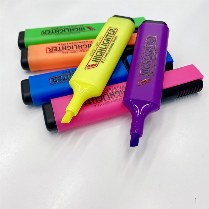 Foreign trade six-color highlighters, flat, slanted notebook marker pens, 6-piece set of colored marker pens details Picture