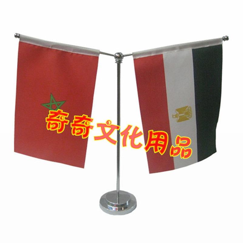 供应双杆双层Y字形不锈钢桌旗架世界国旗