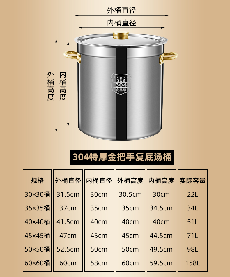 电磁炉用蒸锅锅具不锈钢锅套锅不锈钢锅不锈纲汤桶详情4