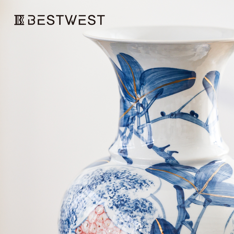 BESTWEST Electroplated fish-tail petal glass Vase is a high-end, light luxury, modern and simple living room vase decoration handicraft Specification image