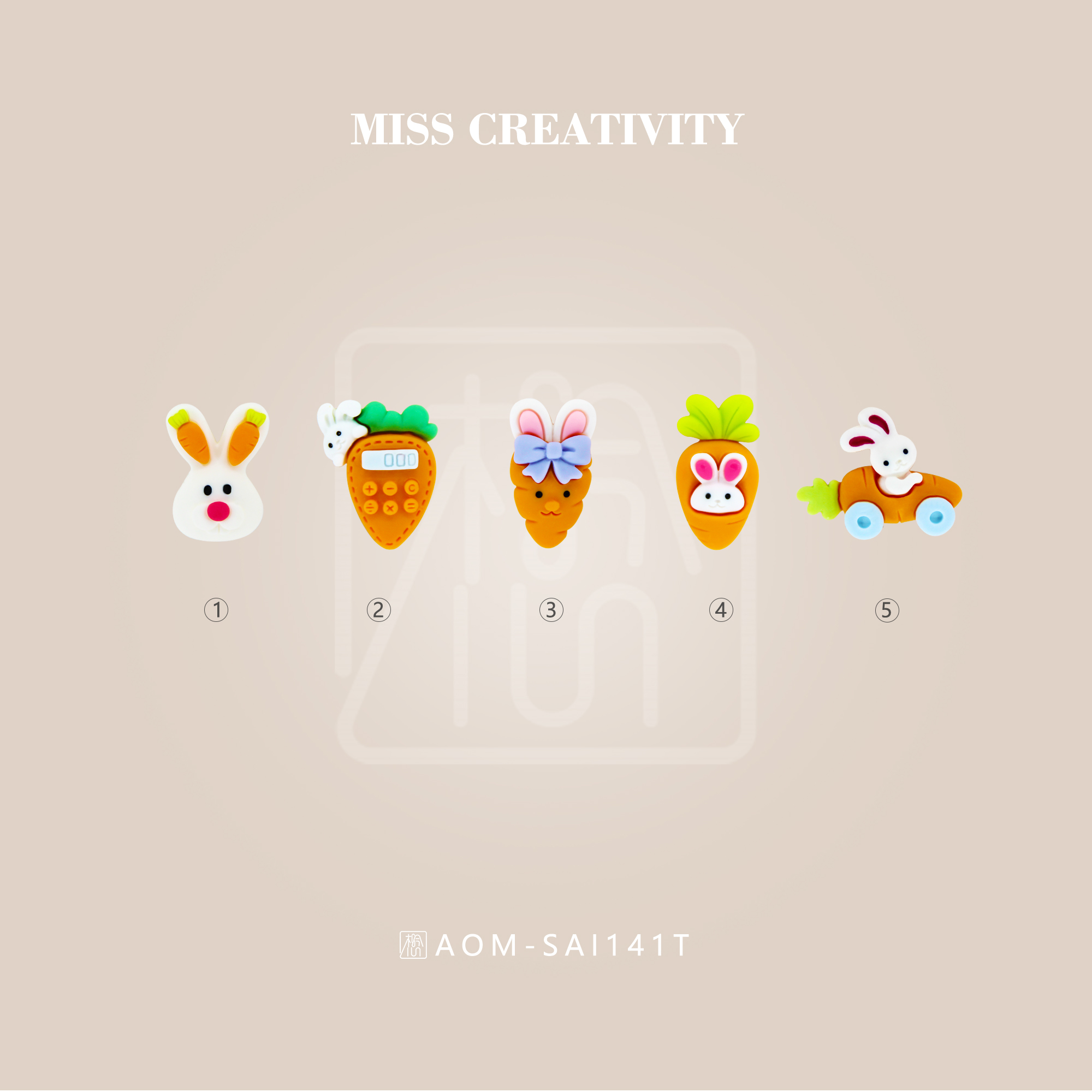 想念创意DIY兔兔萝卜服饰配饰配件批发树脂工艺品日用冰箱贴钥匙扣眼镜盒水杯贴片头饰发绳夹子饰品配件ai141