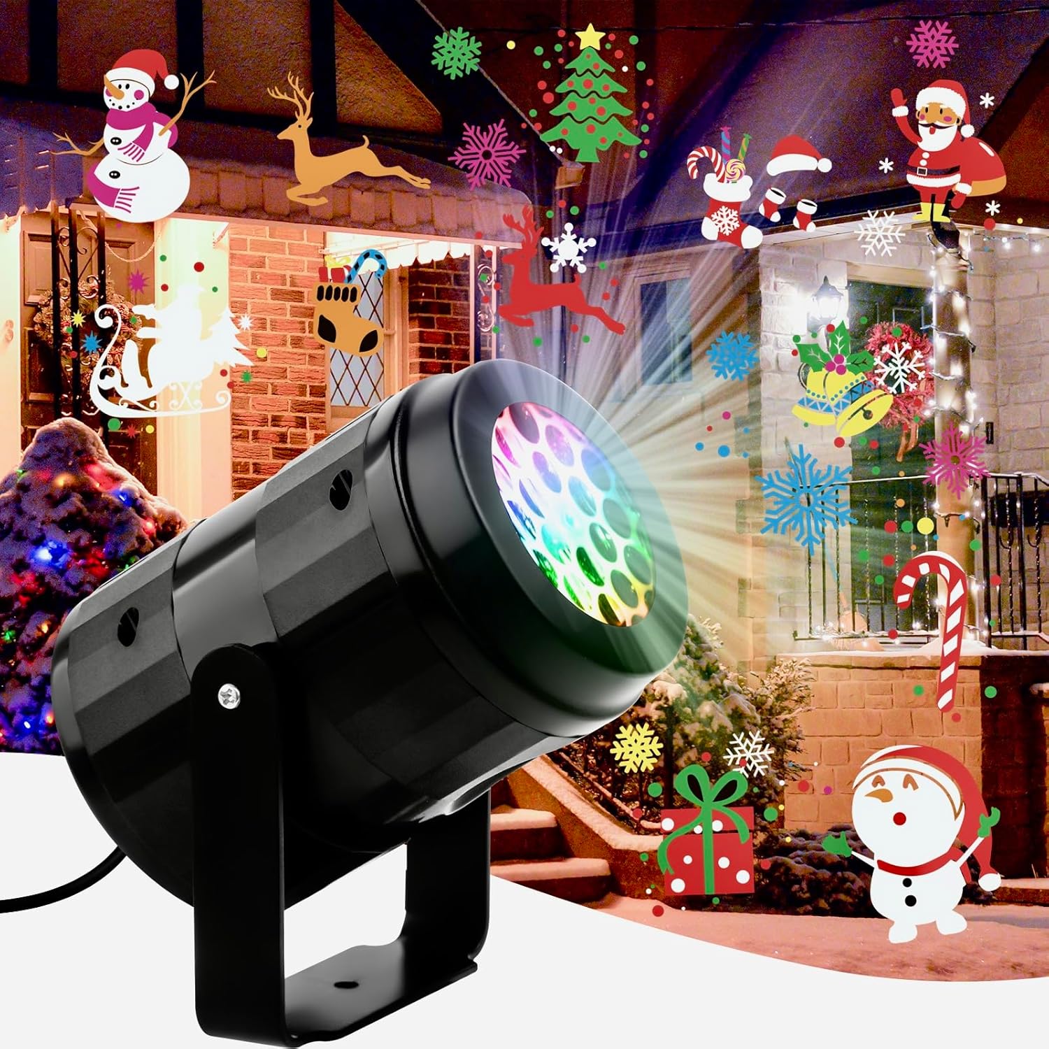 European and American exclusive USB-powered Christmas holiday LED projection light strips, Christmas snowflake decorative patterns, energy-saving stage projection night lights, suitable for outdoor and indoor gardens, courtyards, walls, Christmas and birthday parties, cross-border wholesale full figure