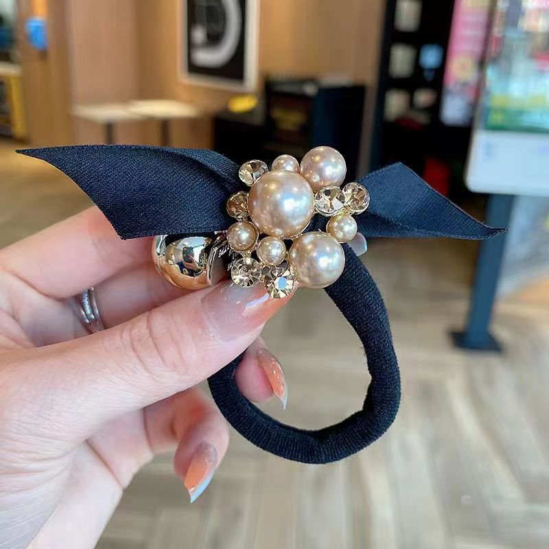 Korean "Wind Flower" pearl headwear, hair band, women's high-end style, hair tie, hair bun, hair band, hair accessory, ribbon, hair tie Specification image
