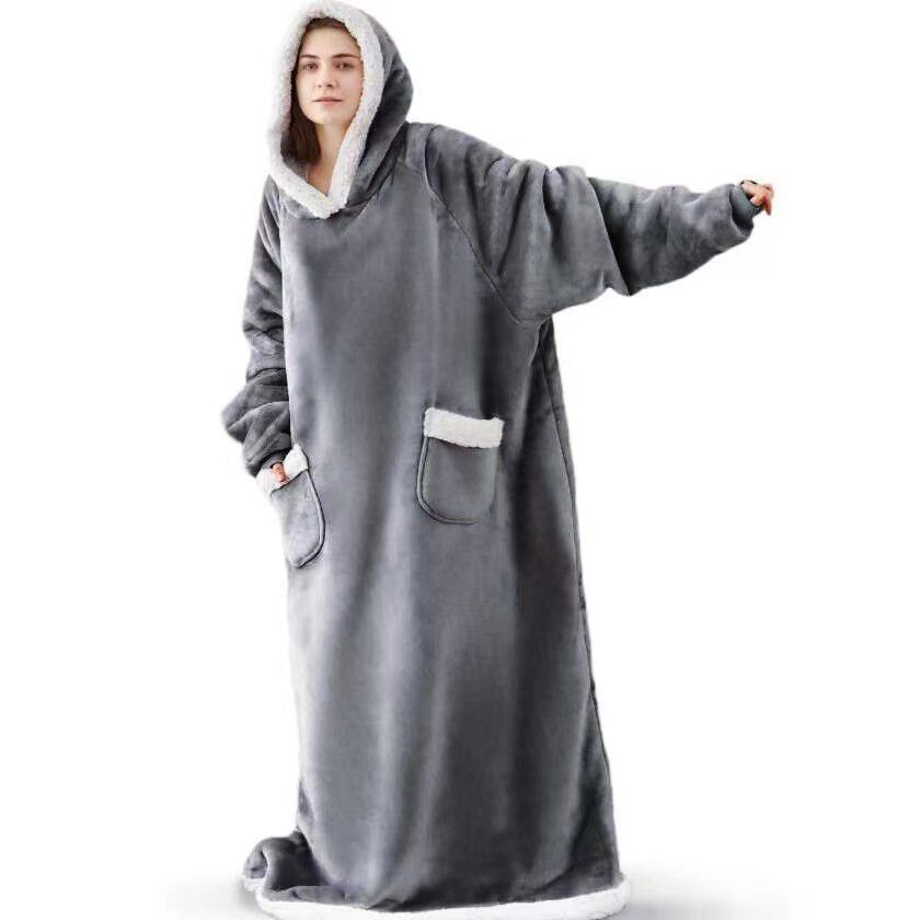 Air-conditioned blanket, extended lazy person's blanket, pajamas, coveralls, nap blanket, couple's clothes, hooded TV blanket, home clothes, nap blanket Item Picture