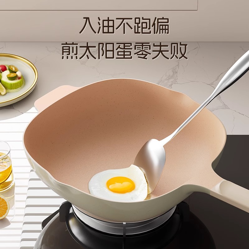 TZT titanium crystal wok, household non-stick wok, uncoated flat-bottomed cooking wok, non-stick wok, gas stove, induction cooker Application Scenario