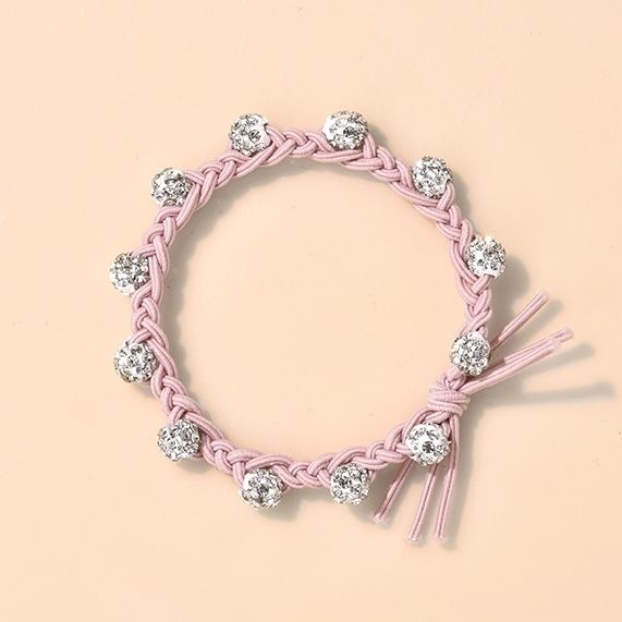 New braided rhinestone hair tie, a simple and elegant summer hair tie, a popular Korean version hair band, a hair tie rubber band headwear for women detail image 4