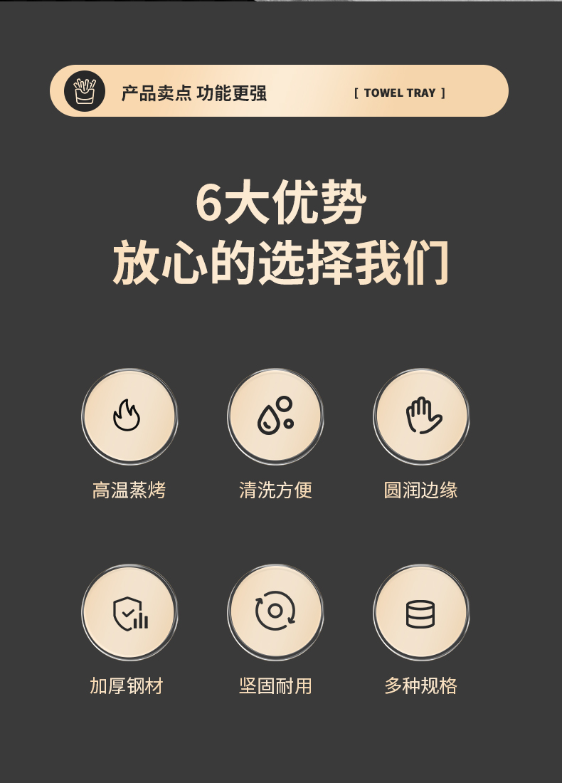 加厚跨境方形不锈钢方盘毛巾盘熟食凉菜保鲜盒备菜盘烘焙托盘摆摊详情5