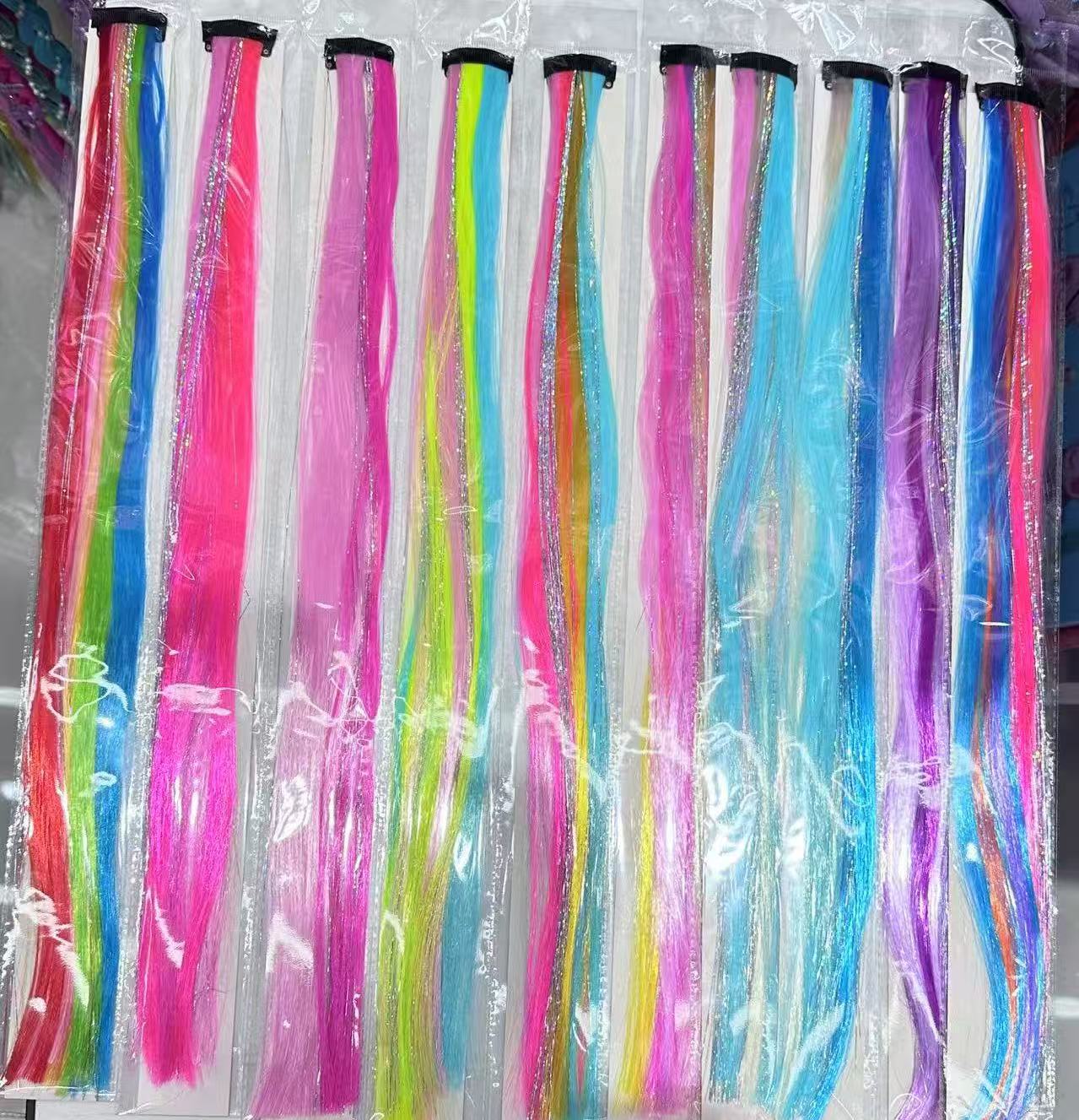 Fake hair, hair clips, cute children's wigs, hair clips, cute headwear, cute rainbow wings, unicorn, five-pointed star, mesh, bow, wig, hair clips, girls', princesses', trendy girls' wigs, braids, hair bands, headwear Specification image