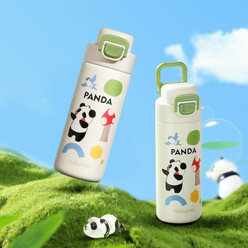 国潮富光熊猫系列儿童保温吸管杯