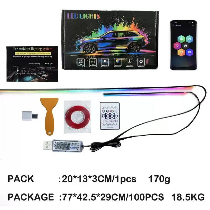 Car LED lights, car ambient lights, instrument panel table lamps, USB car ambient lights, rhythm lights, app multi-color lights details Picture