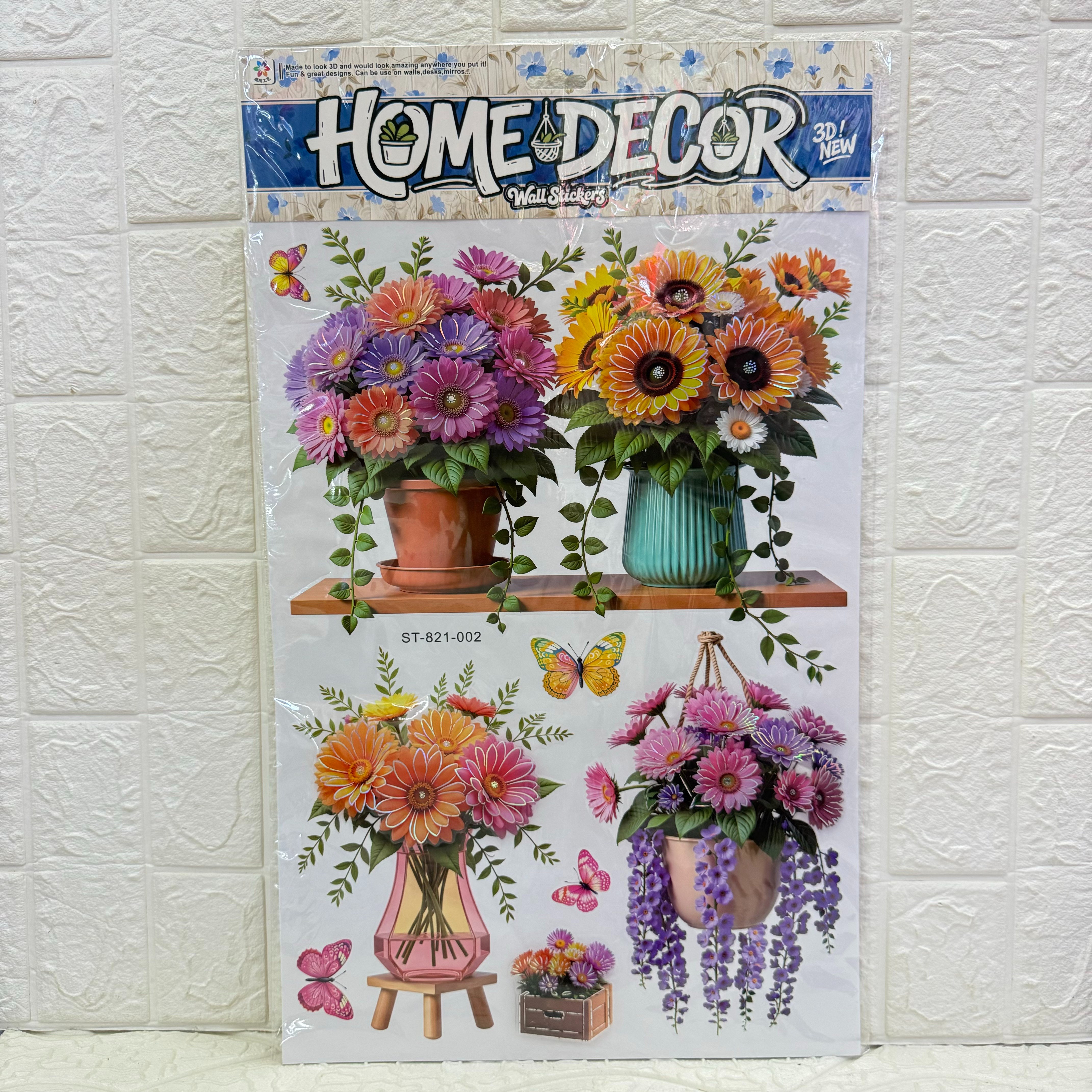 Flower vine Vase wall sticker series three-dimensional handcrafted layer stickers for living room decoration, vase and potted plant wall stickers Application Scenario