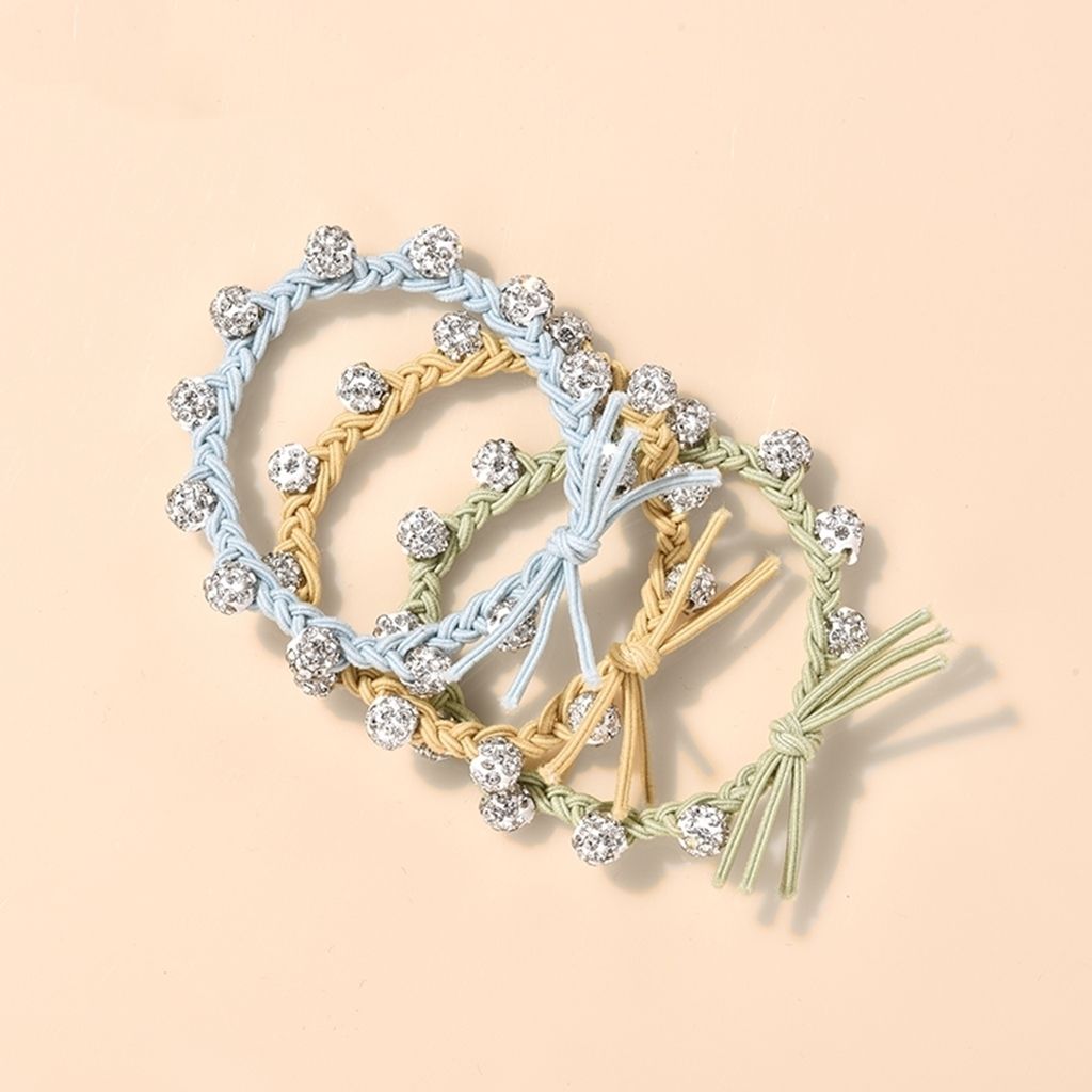 New braided rhinestone hair tie, a simple and elegant summer hair tie, a popular Korean version hair band, a hair tie rubber band headwear for women detail image 9