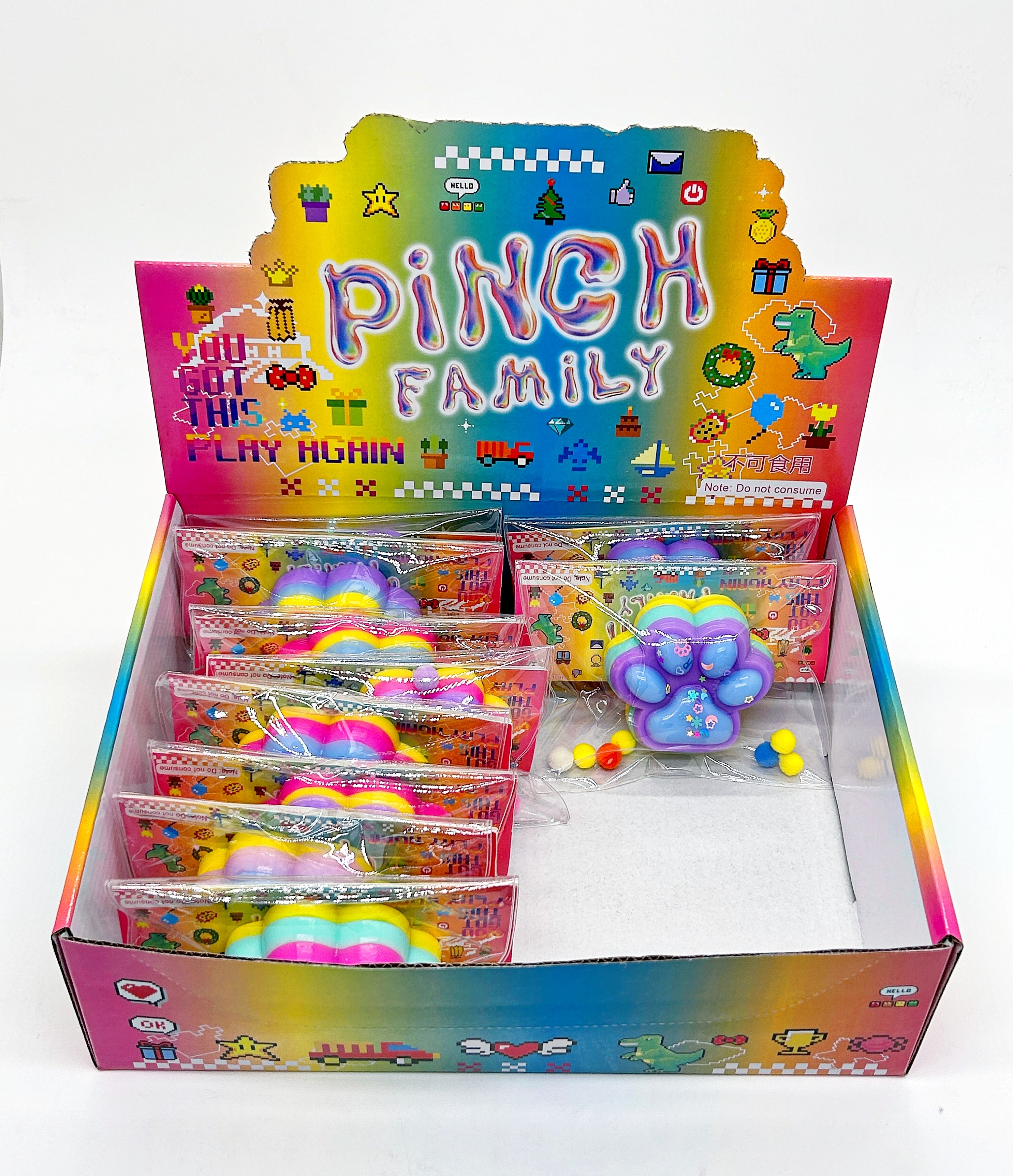 New high-quality appearance level four-color multi-color cat paw pinch stress-relieving toy, made of high-quality tpr material, pinch fun to relieve stress and relax, pinch fun for children, cute children's toy pinch Item Picture
