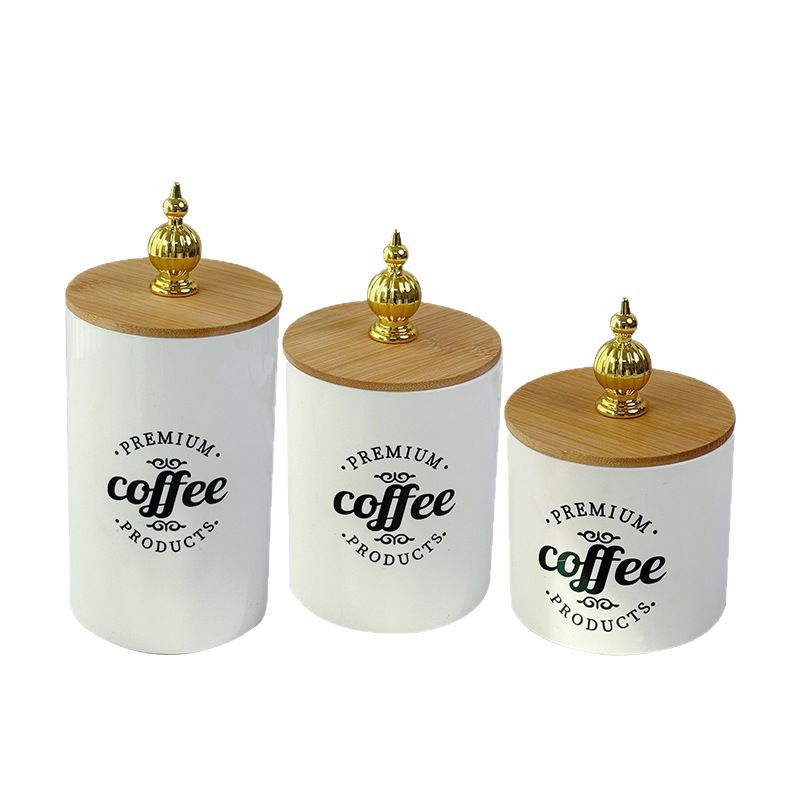 X10-6899-9CPET bamboo lid plastic sealed tea can, moisture-proof European-style can for storing coffee beans, coffee can Application Scenario