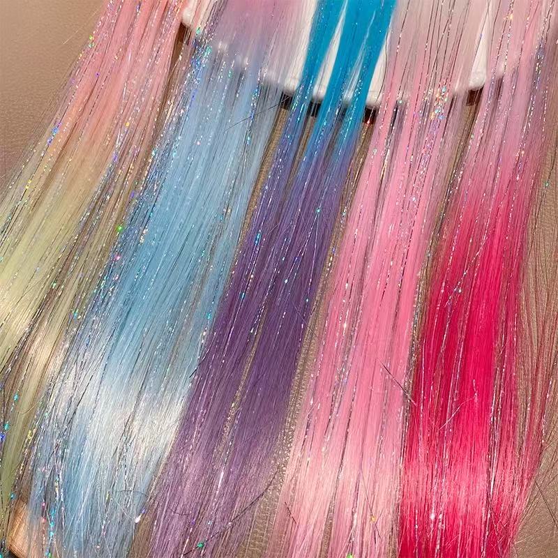 Fake hair, hair clips, cute children's wigs, hair clips, cute headwear, cute rainbow wings, unicorn, five-pointed star, mesh, bow, wig, hair clips, girls', princesses', trendy girls' wigs, braids, hair bands, headwear details Picture