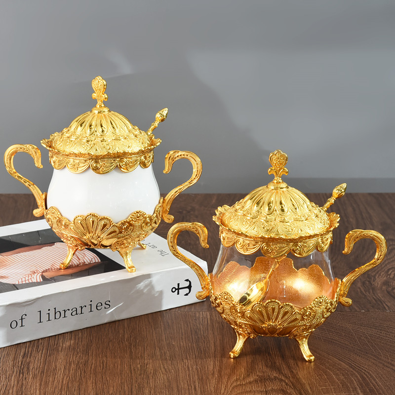 欧式糖盅收纳装饰手工贴创意节日礼品厨房收纳糖盐收纳桶