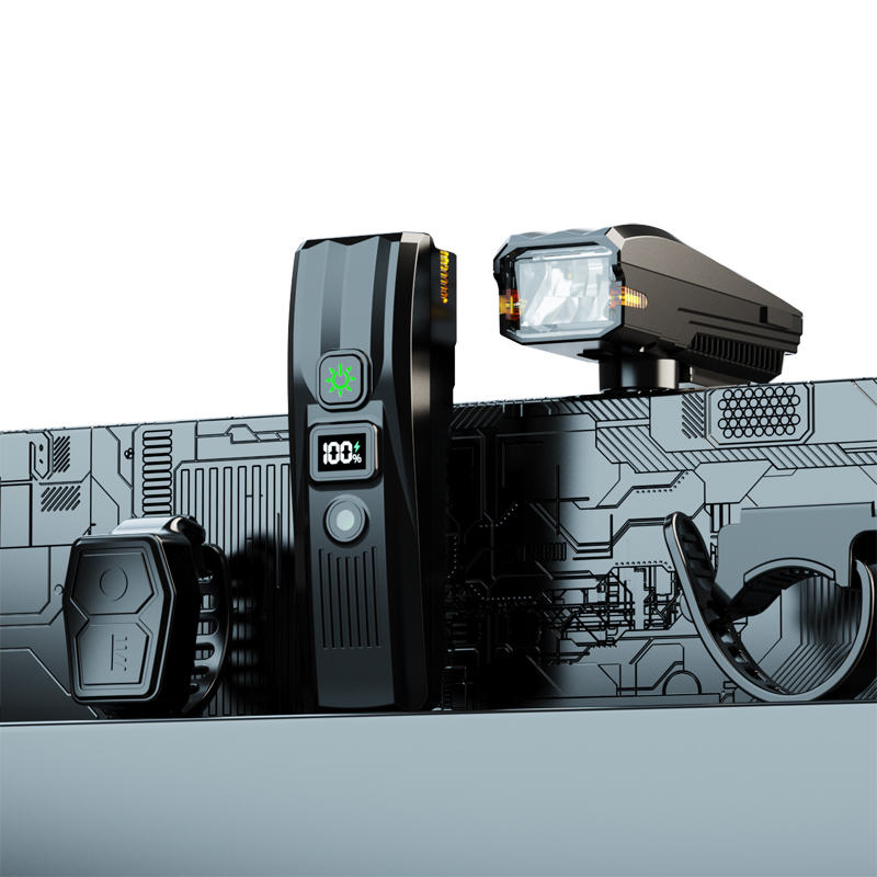 B8-2USB charging digital display bicycle horn headlight wire control electronic bell Cycling light Bicycle headlight Strong light night riding flashlight Application Scenario