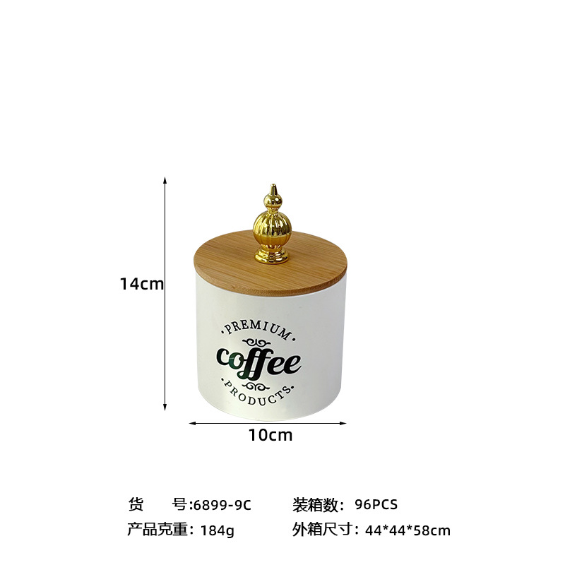 X10-6899-9CPET bamboo lid plastic sealed tea can, moisture-proof European-style can for storing coffee beans, coffee can Item Picture