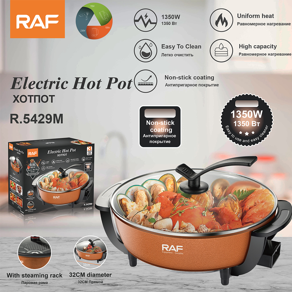 RAF European standard 8L high-power simple kettle, multi-person electric cooking cup, integrated instant noodle pot, household electric cooking pot full figure