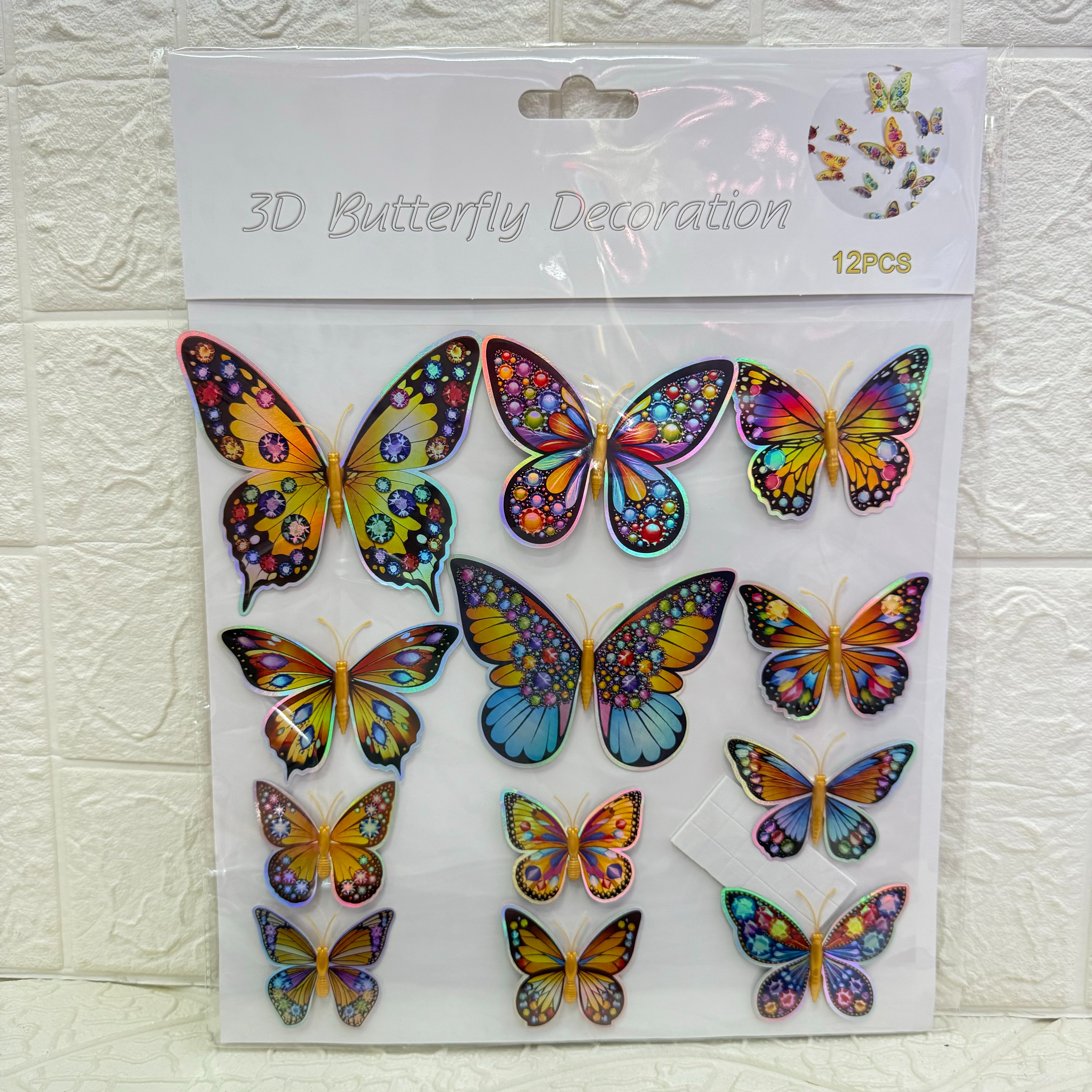 12 three-dimensional butterfly stickers, 3D handcrafted wall stickers for living room and bedroom walls for home decoration details Picture