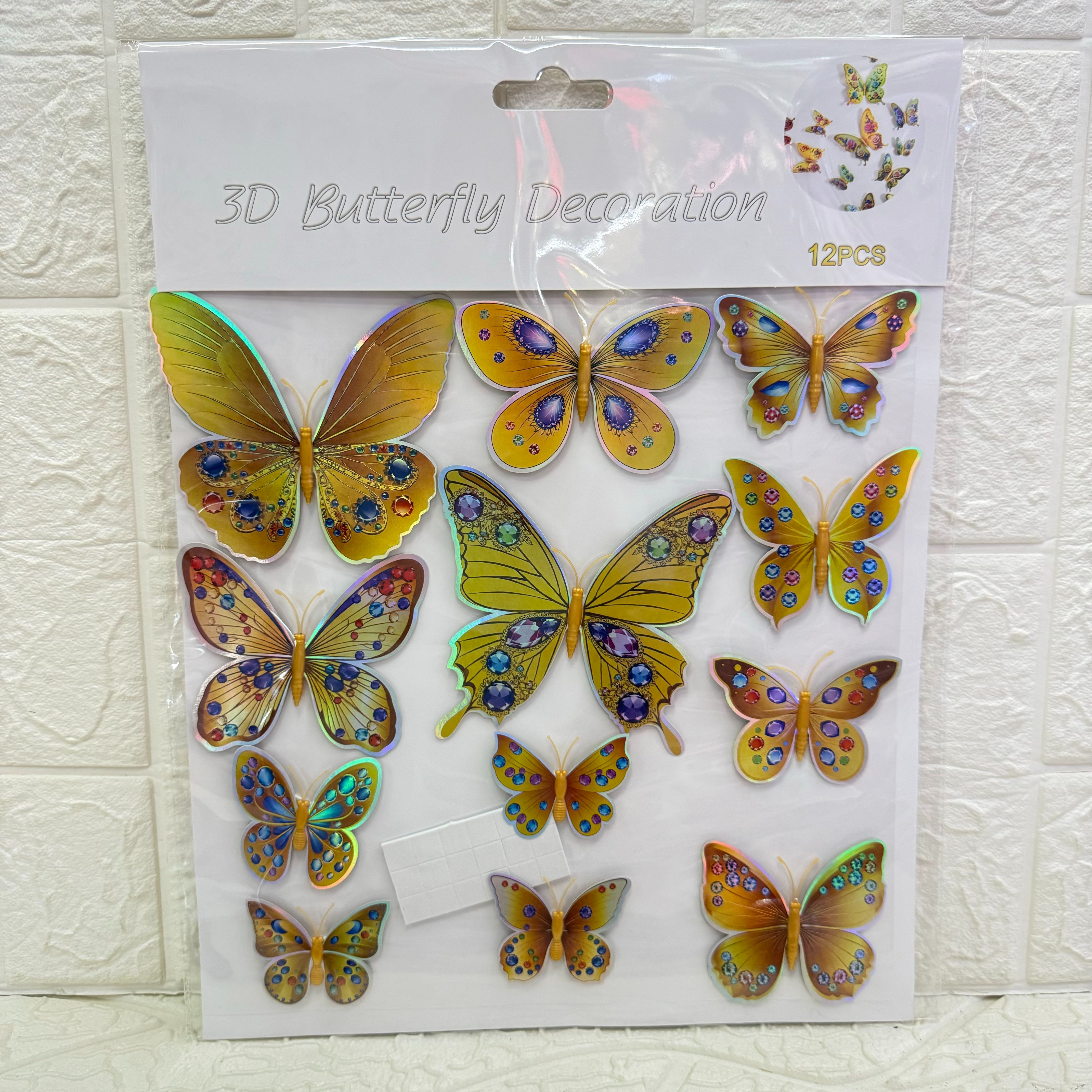 12 three-dimensional butterfly stickers, 3D handcrafted wall stickers for living room and bedroom walls for home decoration Item Picture