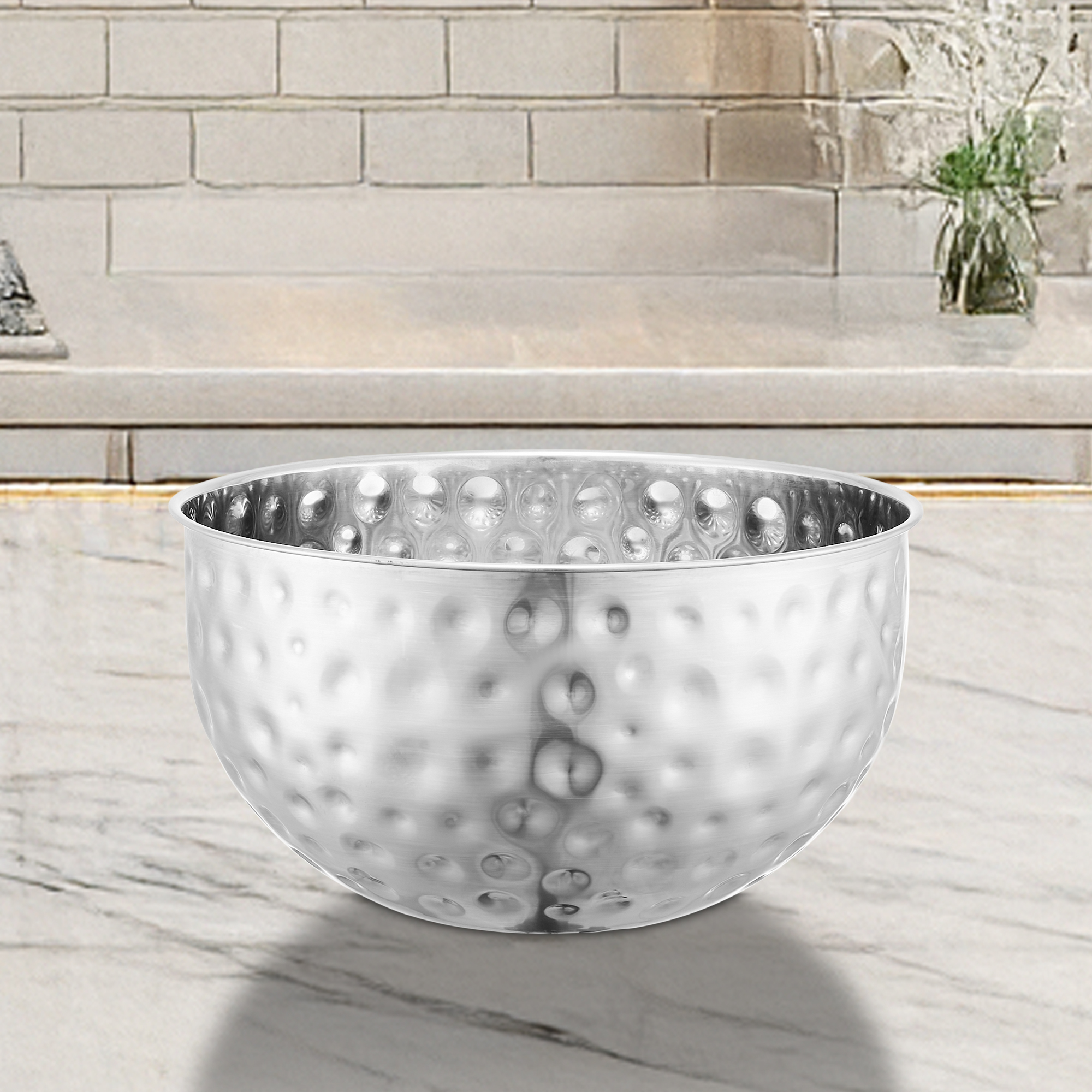 Stainless steel hammered salad bowl, 28CM