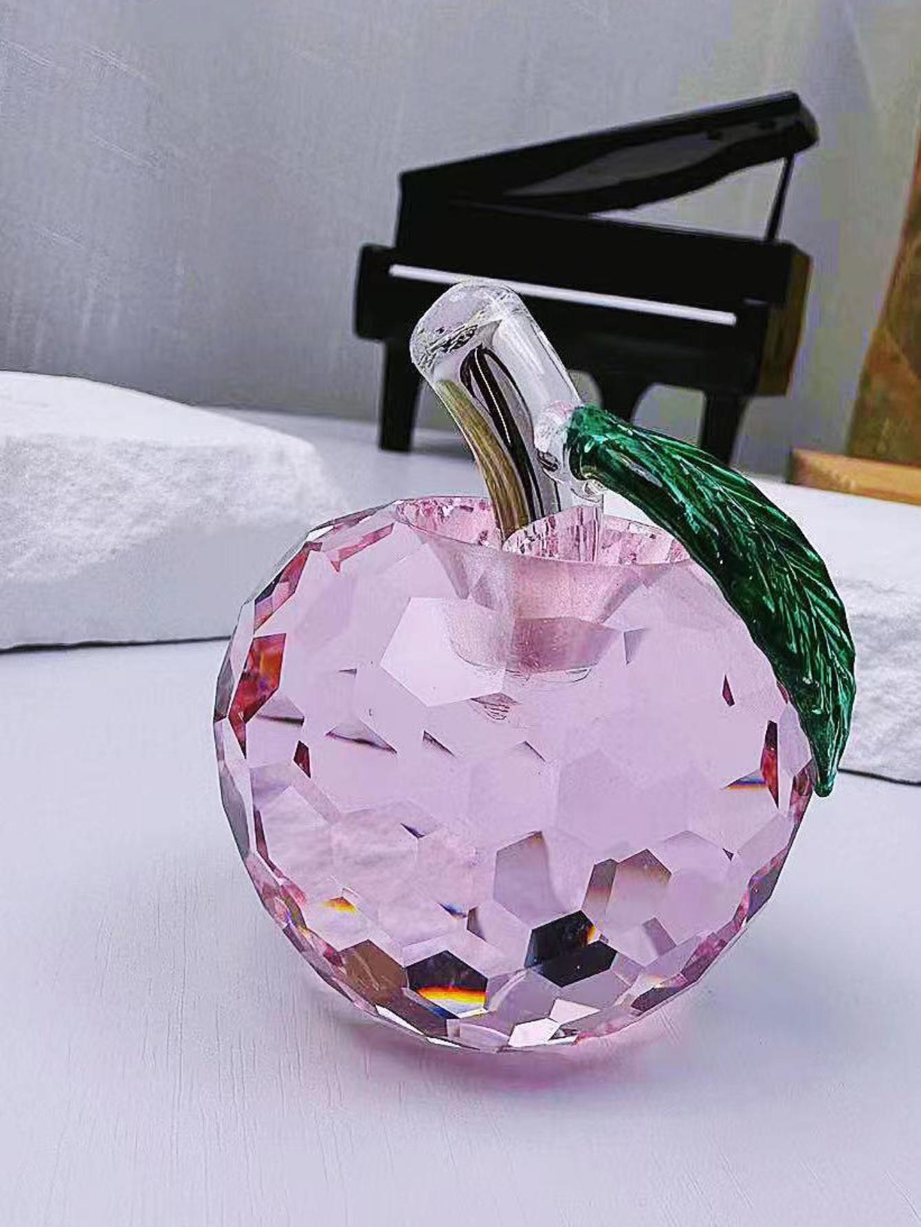 50#水晶苹果 生日礼物情人教师节礼品 装饰工艺品 摆件创意家居饰品  K9水晶苹果平安夜圣诞节彩色水晶工艺纪念品礼品 